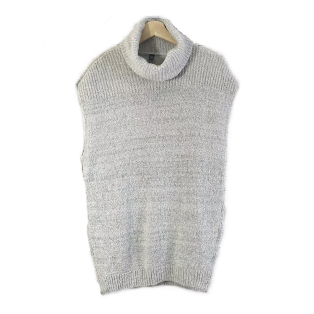 Eleventy Wool Blend Sleeveless Sweater Turtleneck Pullover Gray Sz M